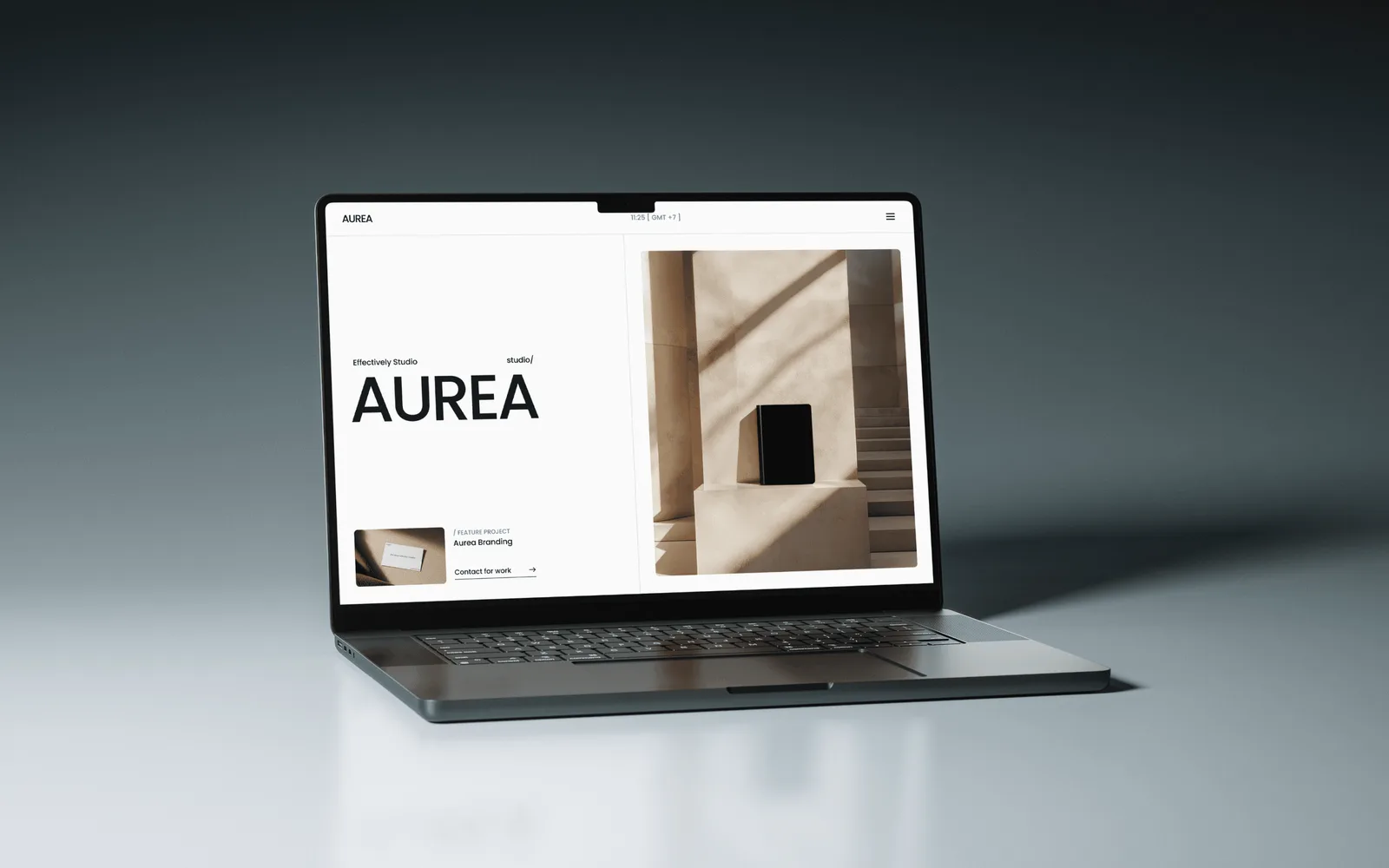 Studio website concept shown on a laptop