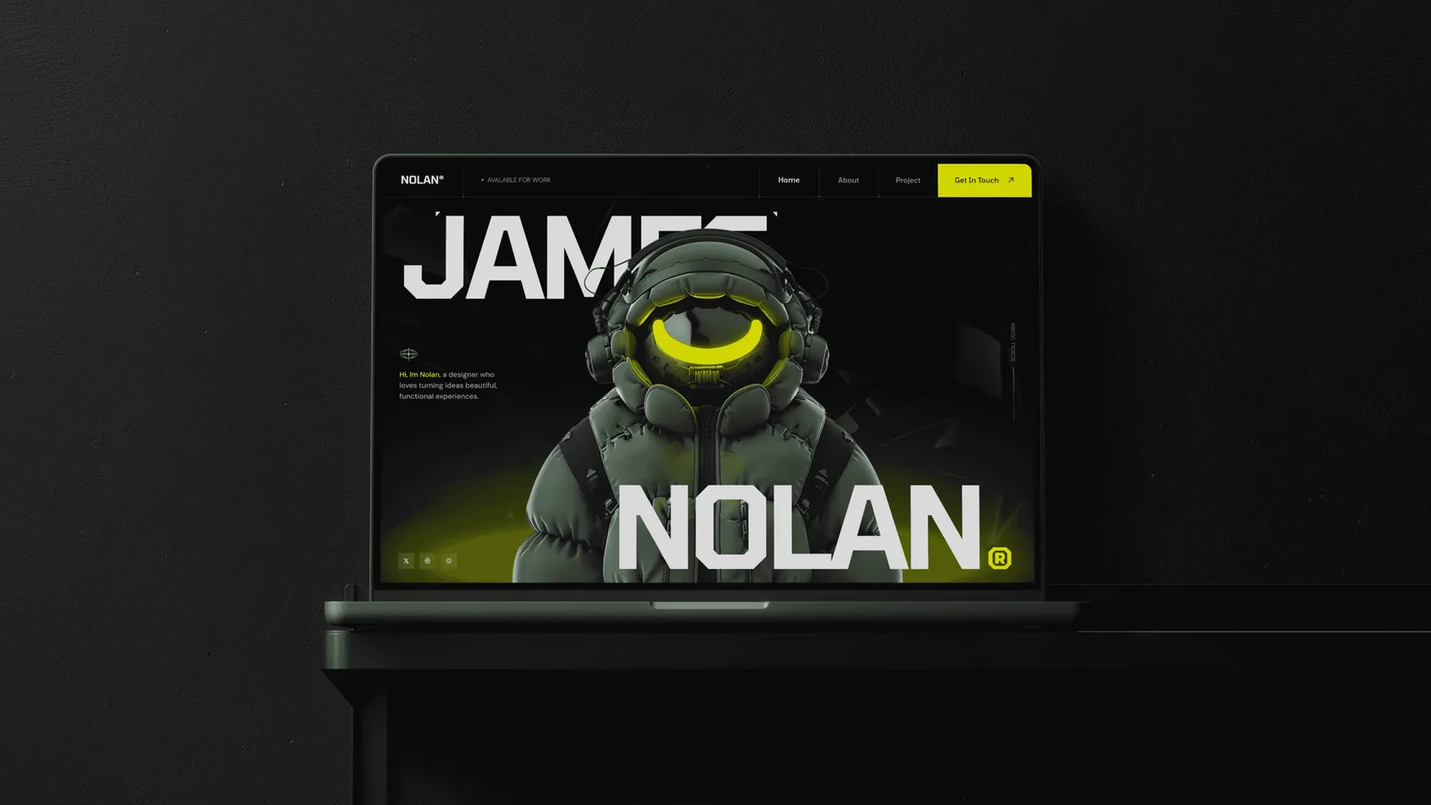 Portfolio website concept shown on a laptop